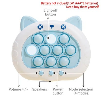 3 Colors 1 pcs Electronic Pop Quick Push Bubbles Game Machine Kid Cartoon Fun Squeezing Toys Anti Stress Sensory Bubble Toy Gift