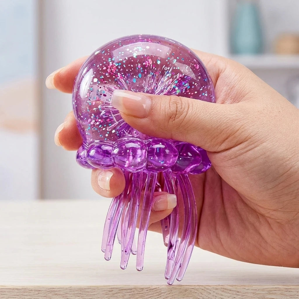 3 Colors Jellyfish Squishy Toy Set Soft Silicone Anti-Stress Squeeze Toy Cute Ocean Animal Fidget Toy for Party Favors Slow