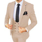Solid Men's 3 Piece Suit Slim Fit Men Tuxedo Suit Party Wedding Prom Business One Button Peak Lapel Blazer Jacket Vest Pants Set
