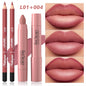 2Pcs/Set Lip Liner + Lipstick Pencil, Matte Velvet Lipstick - Long Lasting Lip Combo Set Makeup Tutorial Cosmetics