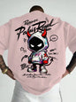 American men's summer personalized small devil letter print comfortable and breathable round neck T-shirt outdoor street top