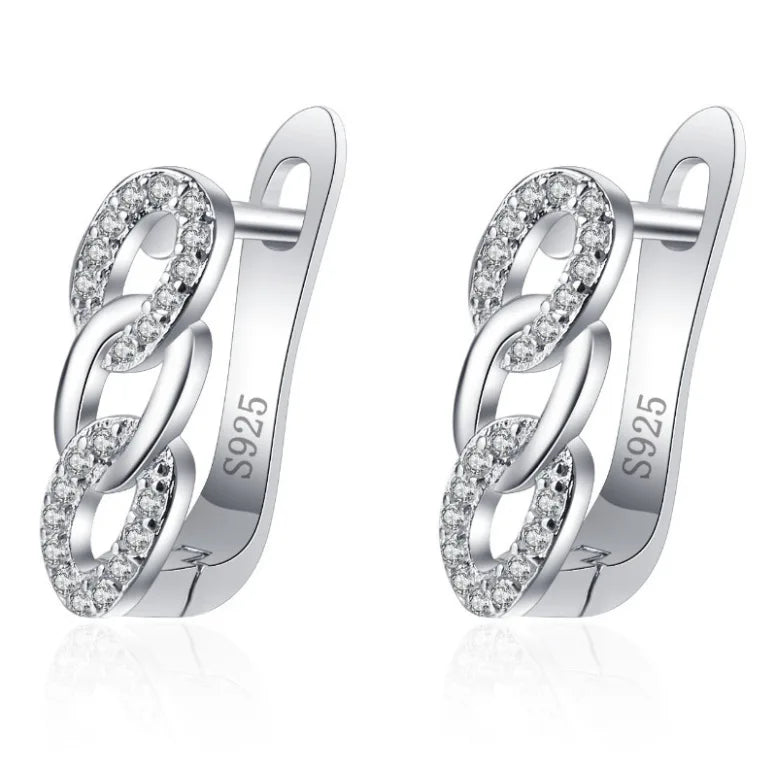 925 Sterling Silver Earrings Jewelry High Quality Retro Simple Pattern Purple White Zircon Earrings Hot Sale