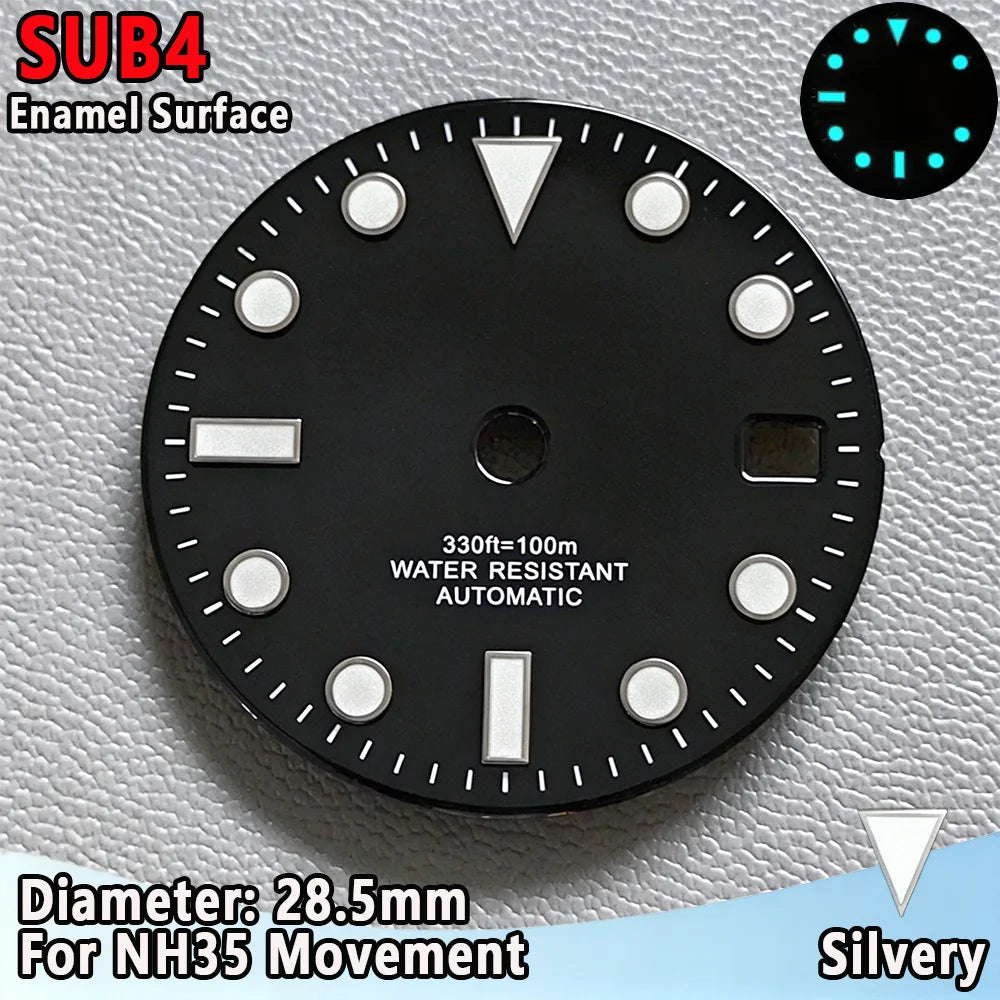 28.5mm NH35 Watch Dial Luminous Dials Single Calendar Dial Suitable For NH35 Movement Can Support DIY Dial Customization Logo