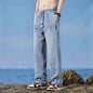 Men Summer Fashion High Quality Lyocell Fabric Jeans Men Elastic Waist Casual Denim Pants Baggy Trousers Male Oversized M-4XL