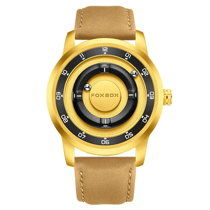 FOXBOX Watch Planet Design Fashion Floating Magnetic Pointer Free Ball Bearing Creative Simple Waterproof Quartz Watch for Men