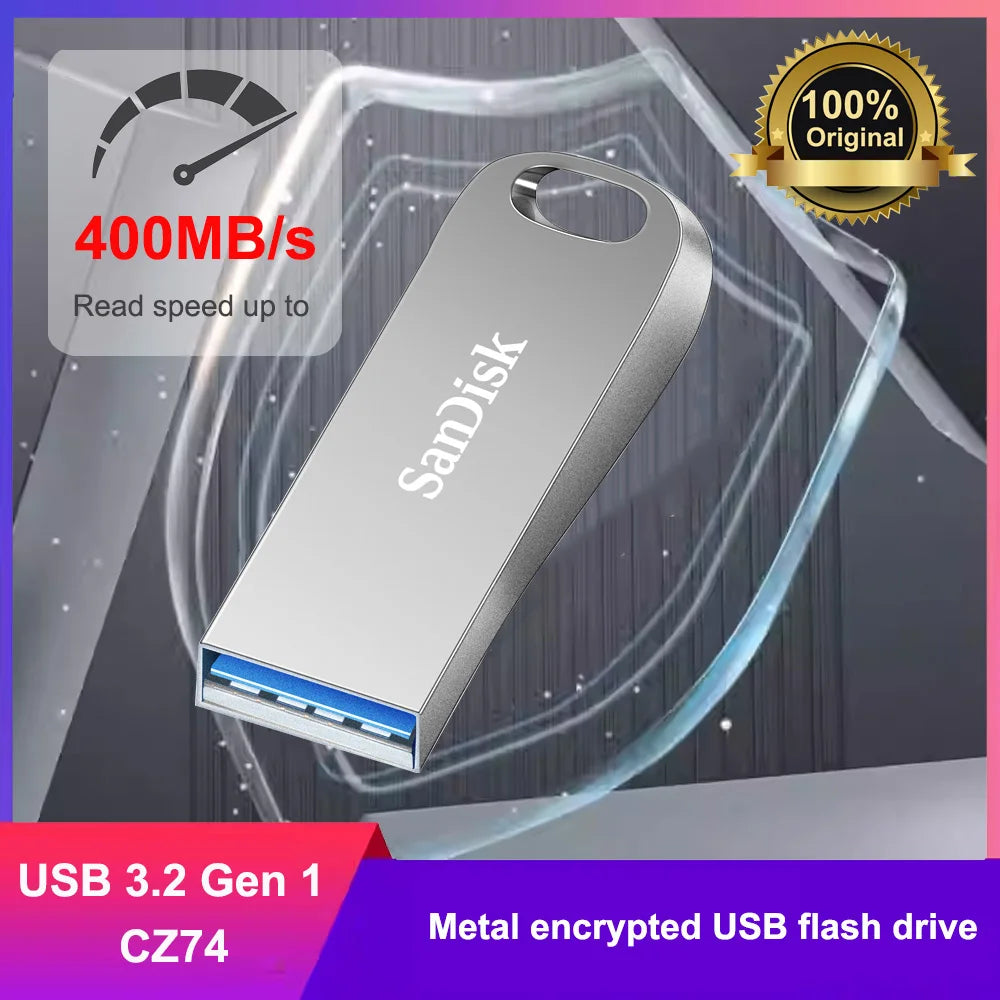 SanDisk 100% Oryginalny, Prawdziwy Ultra Luxe USB 3.2 Pendrive USB 32GB 64GB 128GB 256GB Pamięć Flash Full Metal Jacket