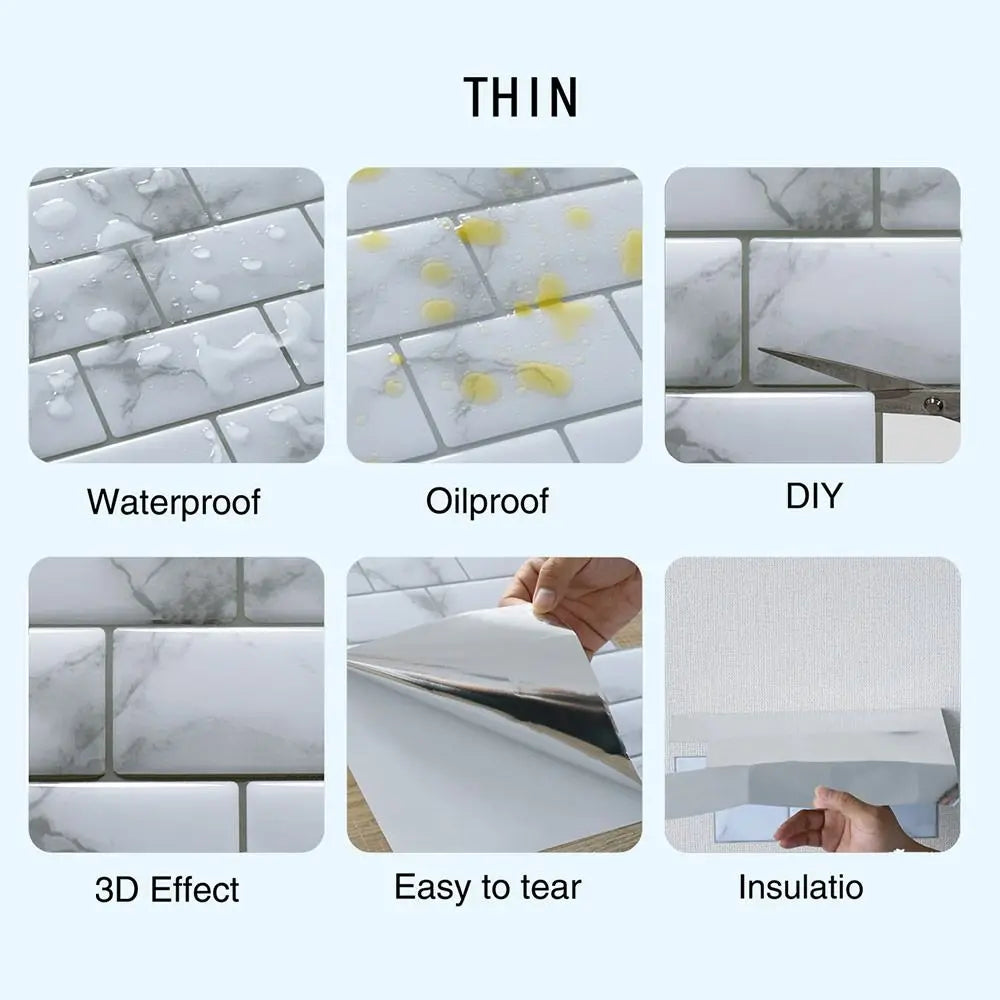 Waterproof Self Adhesive Tile Wall Stickers Oil-proof Anti Fouling Wall Decal Heat-resistant Moisture-proof Stove Sticker