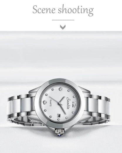 LIGE Brand SUNKTA Fashion Casual Woman Watch Ceramic Simple Bracelet Quartz Ladies Watches Date Waterproof Women's Wristwatches
