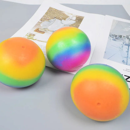Gradient Rainbow Powder Stress Relief Ball Toy Squeezing Slow Rebound Jump Ball Children's Finger Training Toy Ball Gift