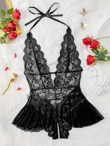 Push Up Women's Hollow Erotic Lingerie Set Lace Transparent Underwear Slim Fit Erotic Bra Set Lace Sexy Fashion Sleepwear Dress