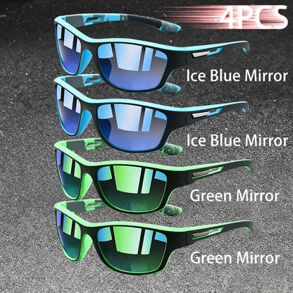 4PCS Fashion Vintage Pattern Cycling Sunglasses Men Women Running Cycling Mountaineering Sport Man Driving Fishing Sun Glasses