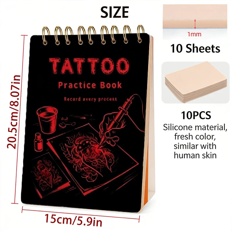 SUANGL Tattoo Practice Skin Book Set-10 Sheets of 1mm Double-side Skin Suitable for Beginners and Studio Students To Practice