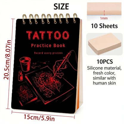 SUANGL Tattoo Practice Skin Book Set-10 Sheets of 1mm Double-side Skin Suitable for Beginners and Studio Students To Practice