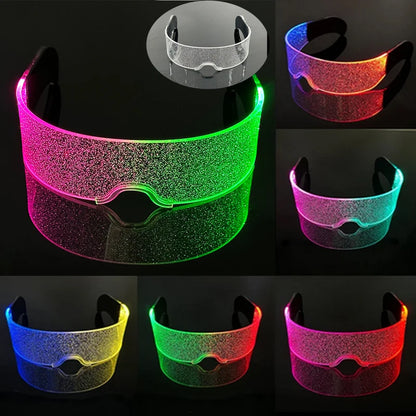 Cyberpunk LED Light Up Glasses Futuristic Luminous Unisex Eyewear Cool Glowing Glasses For Cosplay Bar Rave Club Halloween Party