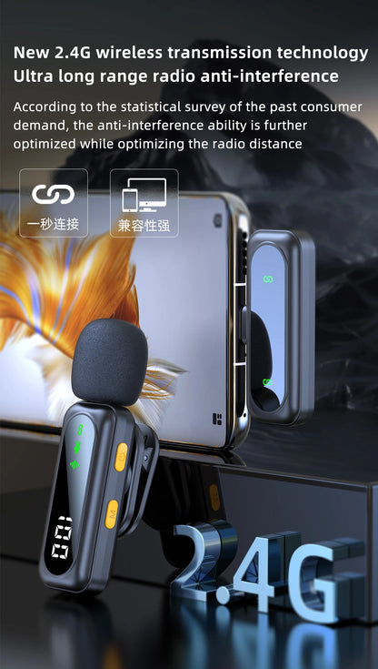 High quality Clip-On Lavalier Microphone J21 Wireless Mini Lapel Mic with100mah Battery for Video Recording Vlog/Podcast Creator
