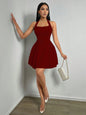 French Romantic Backless halter neck dress Women's Solid Color A-Line Dress Summer Party Mini dresses