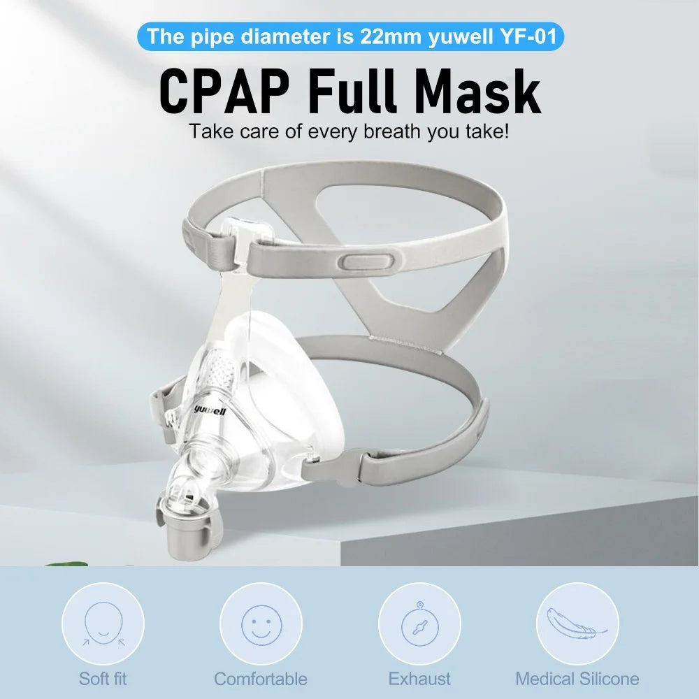 Yuwell YF-01 Cpap Masks Cpap Full Mask Sleep Apnea Mouth And Full Mask With Headgear For Cpap Bipap Machines For Sleep Apnea
