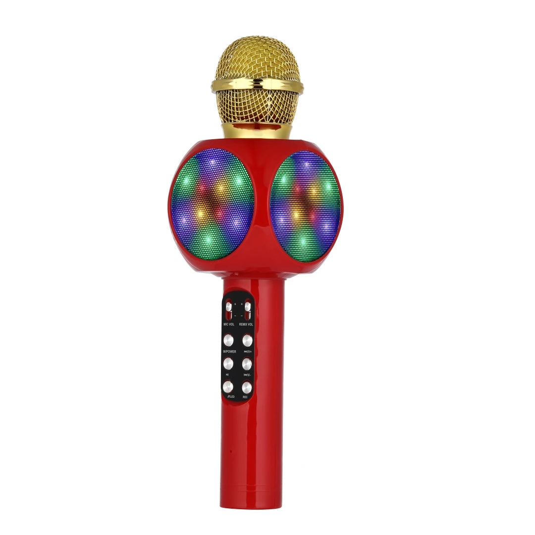Magic Voice Karaoke Microphone, Wireless Bluetooth Speaker with 4 Voice Changer, Colorful LED Lights, HIFI Sound, for Party Gift