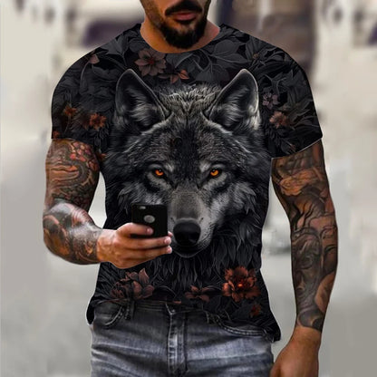 Men's T-Shirts Summer Animal Wolf  Pattern 3D Print Tops Tees Summer Women Streetwear Fashion Oversized T Shirt Men Clothing
