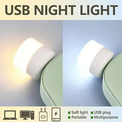 1-20 szt. Mini USB Lampka nocna Ciepła biała Ochrona oczu Lampa do czytania książek USB Wtyczka Komputer Mobilna ładowarka Powerbank LED Lampka nocna
