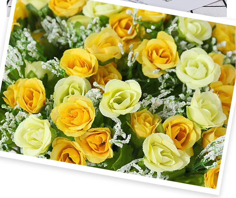 Simulated Rose Bouquet Home Decoration Small Rose Camellia Wedding Decoration Artificial Flowers Garden Decoration