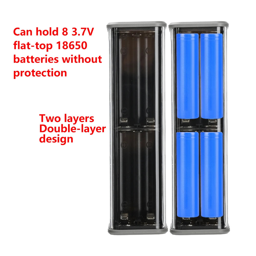 8Slots 18650/21700 Power Bank Case DIY Kit Mecha Transparent Quick Charge Flash Charger Battery Case Kit Power Bank Box Type C