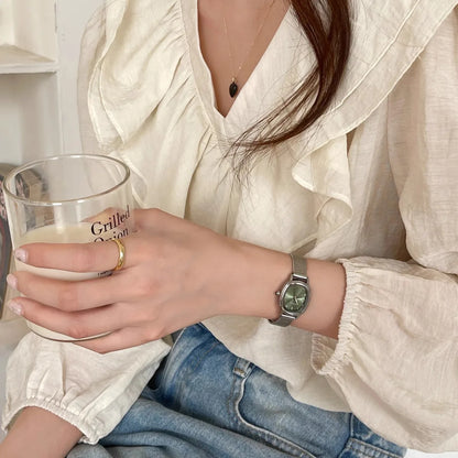 Simple Brand Women Watch Small Oval Dial Green Ladies Wristwatches Luxury Girl Gift Watch Dropshipping Relojes Para Mujer