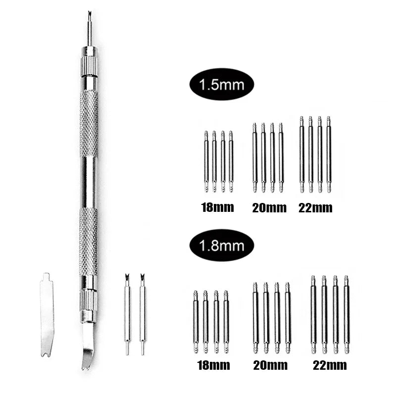 Double-ended watch Repair Fork Watch Strap Case Repair Tool With 24PCS 18mm 20mm 22mm Spring Bar WatchMaker Repair Tools Set