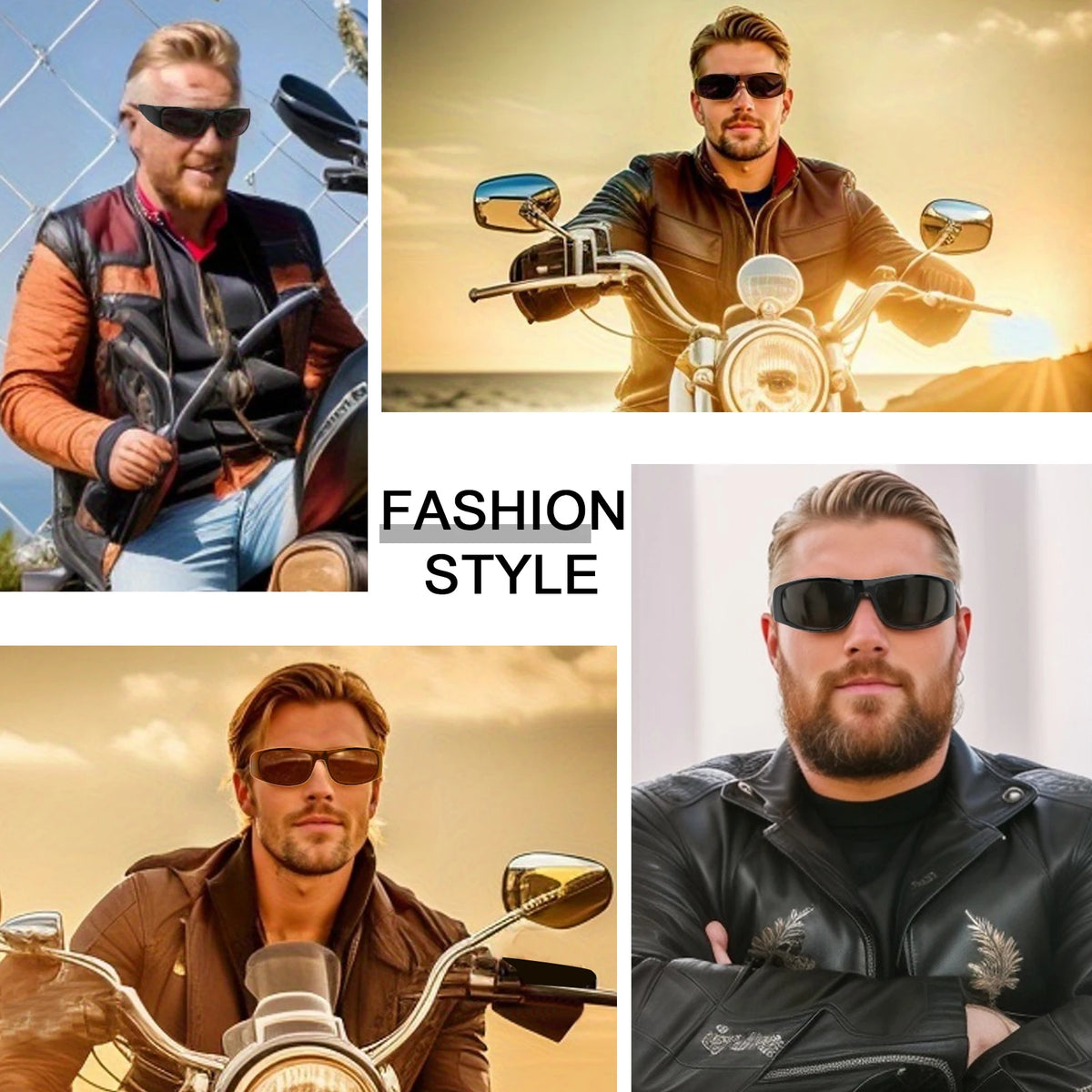 Dark Sunglasses for Men Wrap Around Sunglasses for Big Heads Men UV400 Protection Glasses W8005