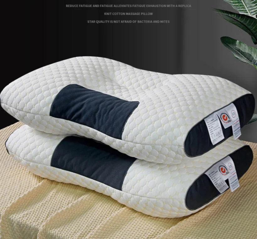 2Pcs Ergonomic Massage Neck Pillows Adjustable Orthopedic Contour Support All Season Comfort Sleep Pillow Core