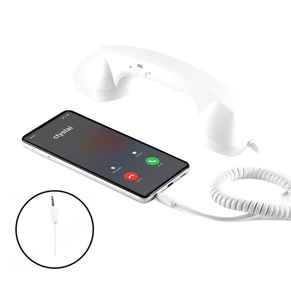 3.5mm Universal Retro Telephone Handset Retro Telephone Receiver Handset Mini Microphone Speaker for Mobile Phones Computers