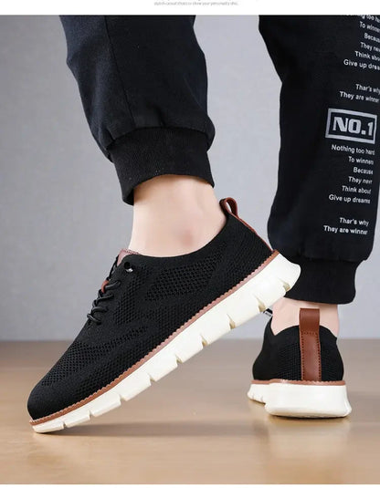 Vanmie Men Casual Sneakers Shoes Breathable Summer Knitted Mesh Sock Sneakers Fashion Simple Lace-up Lightweight  Sneakers
