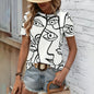 Summer Breathable Women's Fashion Short Sleeve T-Shirt Funny 3d Abstract Face Printed T-Shirts 2024 New Round Neck Tops Tees
