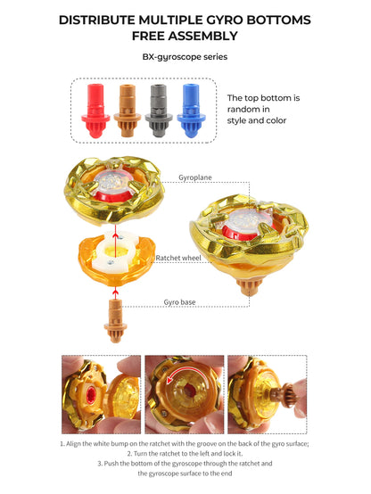 Bey X Spinning Toy Kit Gyro Metal Battle Tops with Launchers Organize Box Set Gift