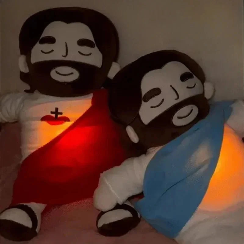 Breathing Jesus Plush Toy Soft Calming Sacred Heart Comfort Plushie for Kids, 4 Breathing Modes, Easter Christmas Gift