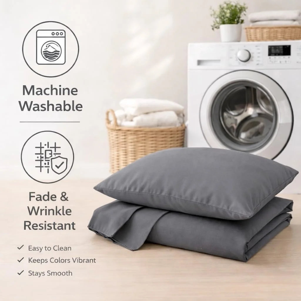 2Pcs Pack Microfiber Pillowcases Solid Color, Envelope Closure, Machine Washable, Woven Fabric, for Bedroom, Living Room
