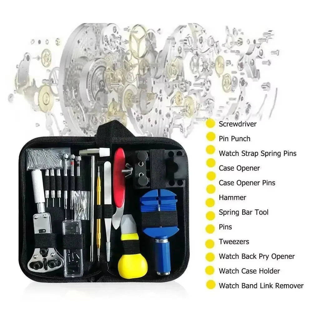 147-Piece Watch Opener Repair Tool Kit Clock Maintenance Hardware Set for Watch Repair Open Back Strap Removal