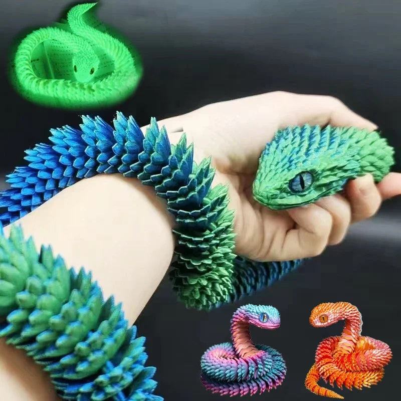 3D Printed Snake Rotatable Joints Snake Figurines Home Office Desktop Crafts Ornament Creative Home Garden Landscape Kids Gift