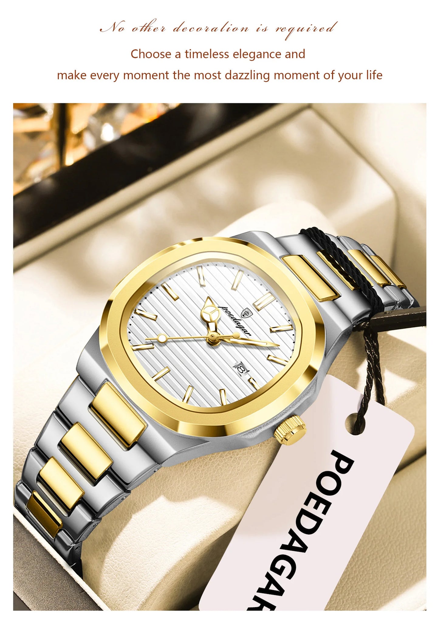 POEDAGAR Original Quartz Women Watch Stainless Steel Waterproof Luminous Ladies Watch Date Fashion Elegant Woman’s Watches Reloj