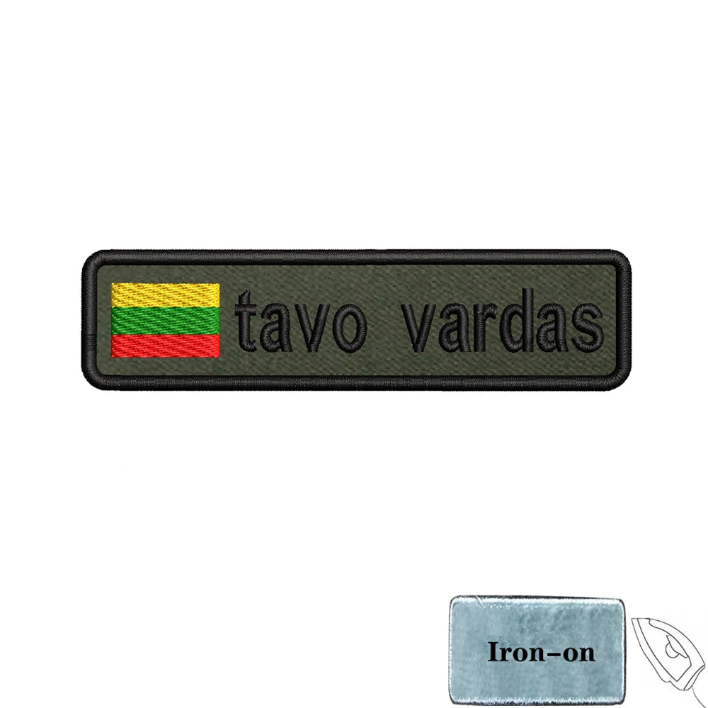 1PC 10cmX2.5cm Custom Name Flag Patch Badge Iron On Hook Loop Army green Netherlands Germany Russia France Belgium Italy Spain