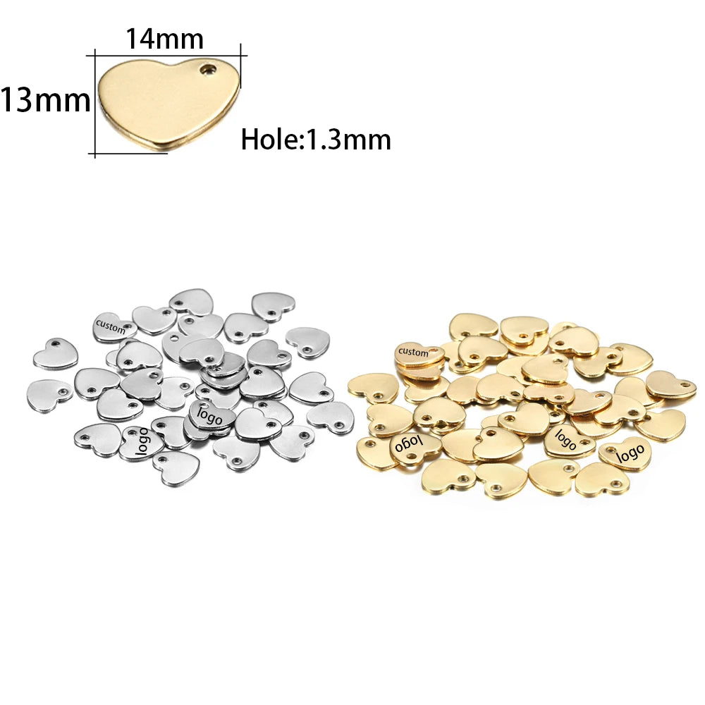50-200pcs Custom Pendant Laser Engrave Name LOGO Stainless Steel Personalized Necklace Extend Chain Tail Tag Jewelry Charm