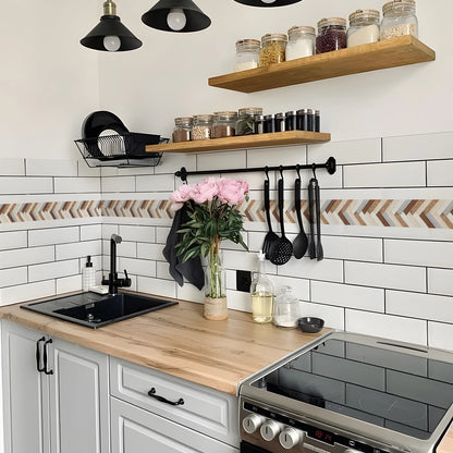 10x200cm Baseboard Sticker Moroccan Mosaic Tile Style Wall Border Sticker DIY Kitchen Bathroom Decoration Waistline Wall Sticker