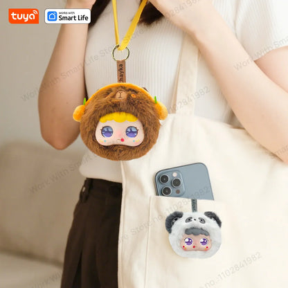 Tuya Smart  AI Plush Robot w/LED Eyes & Voice Control,Interactive Smart Toy USB Rechargeable Companion for Kids Gifts/Smart Home