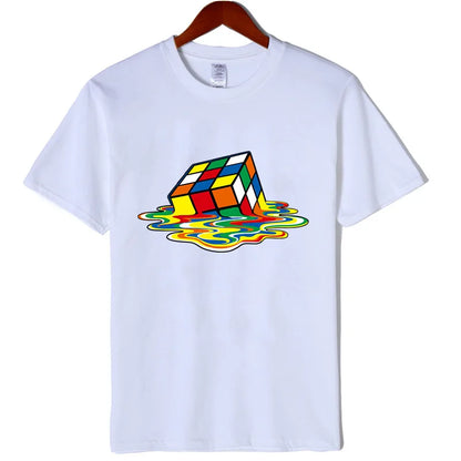 Summer Men's T-shirt High Quality Cotton Blend Magic Square Printing O-neck For Men Tees Casual Cool Hip Hop Short Sleeved Tops