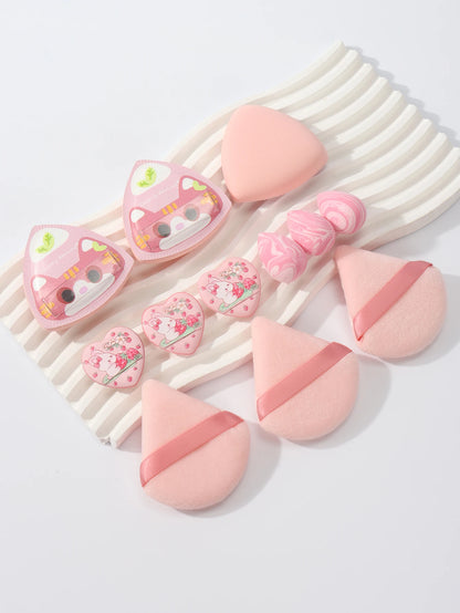 Rice Ball Cat 12-Piece Set, Expands When Exposed to Water, Dual-Use for Wet and Dry, Makeup Sponge Suitable for All Skin Types