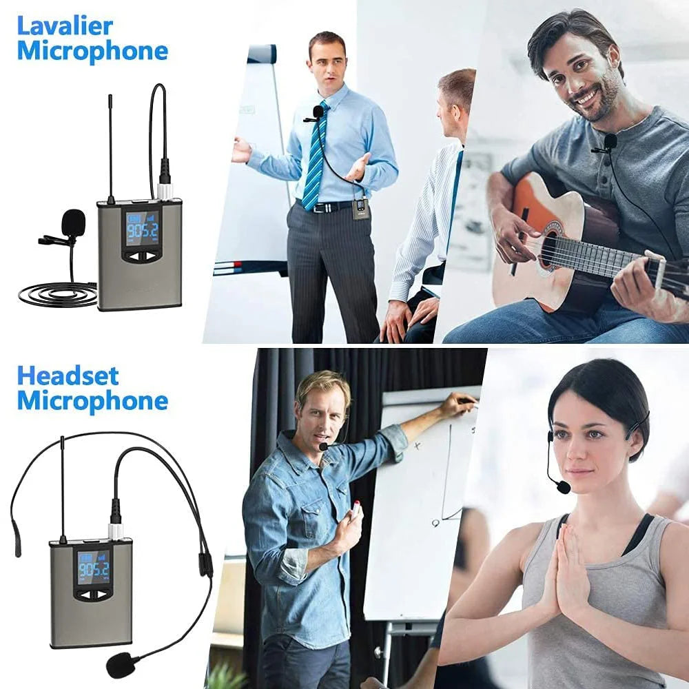 UHF Wireless Microphone Lavalier Microphone With Bodypack Transmitter Instructional Lecture Interview Vlog Live Recording