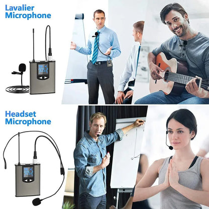 UHF Wireless Microphone Lavalier Microphone With Bodypack Transmitter Instructional Lecture Interview Vlog Live Recording