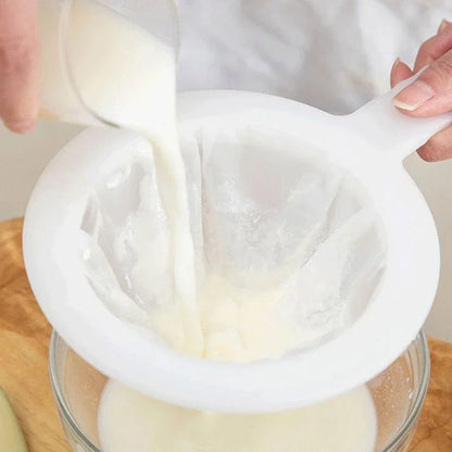 100/200/400Mesh Kitchen Ultra-Fine Nylon Mesh Strainer, Plastic Sieve Fine Mesh with Handle Kitchen Tool for Milk, Yogurt, Juice