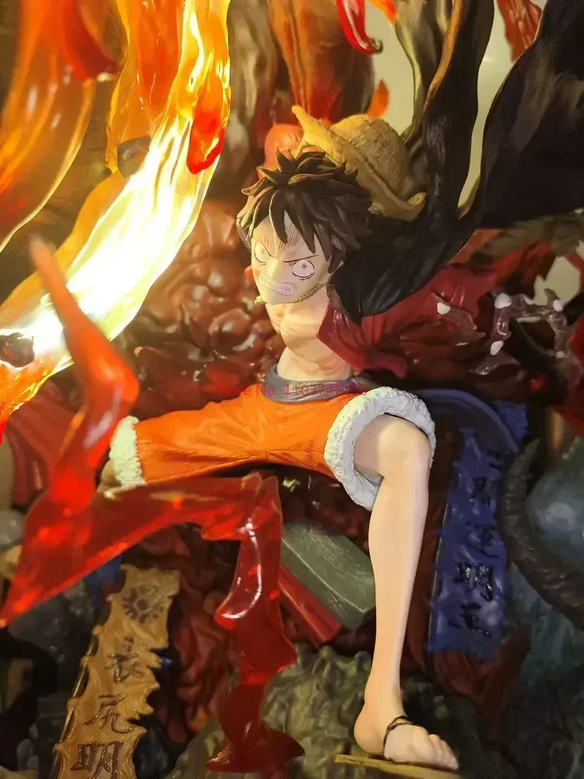 Hot One Piece Gk Anime Figure Luffy With Led  Toys Gear 3 Figurine Red Roc Pvc Statue Collectible Model Decoration Birthday Gift