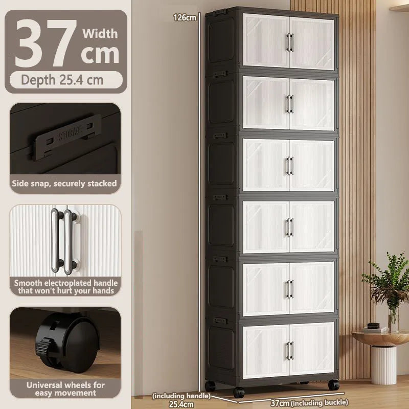 Thickened Multi-layer Storage Cabinet Home Living Room Mobile Organizer for Snacks Toys Miscellaneous Items Storage Cupboard